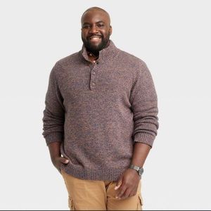 Men's Big & Tall Henley Pullover Sweater - Goodfellow & Co Brown LT